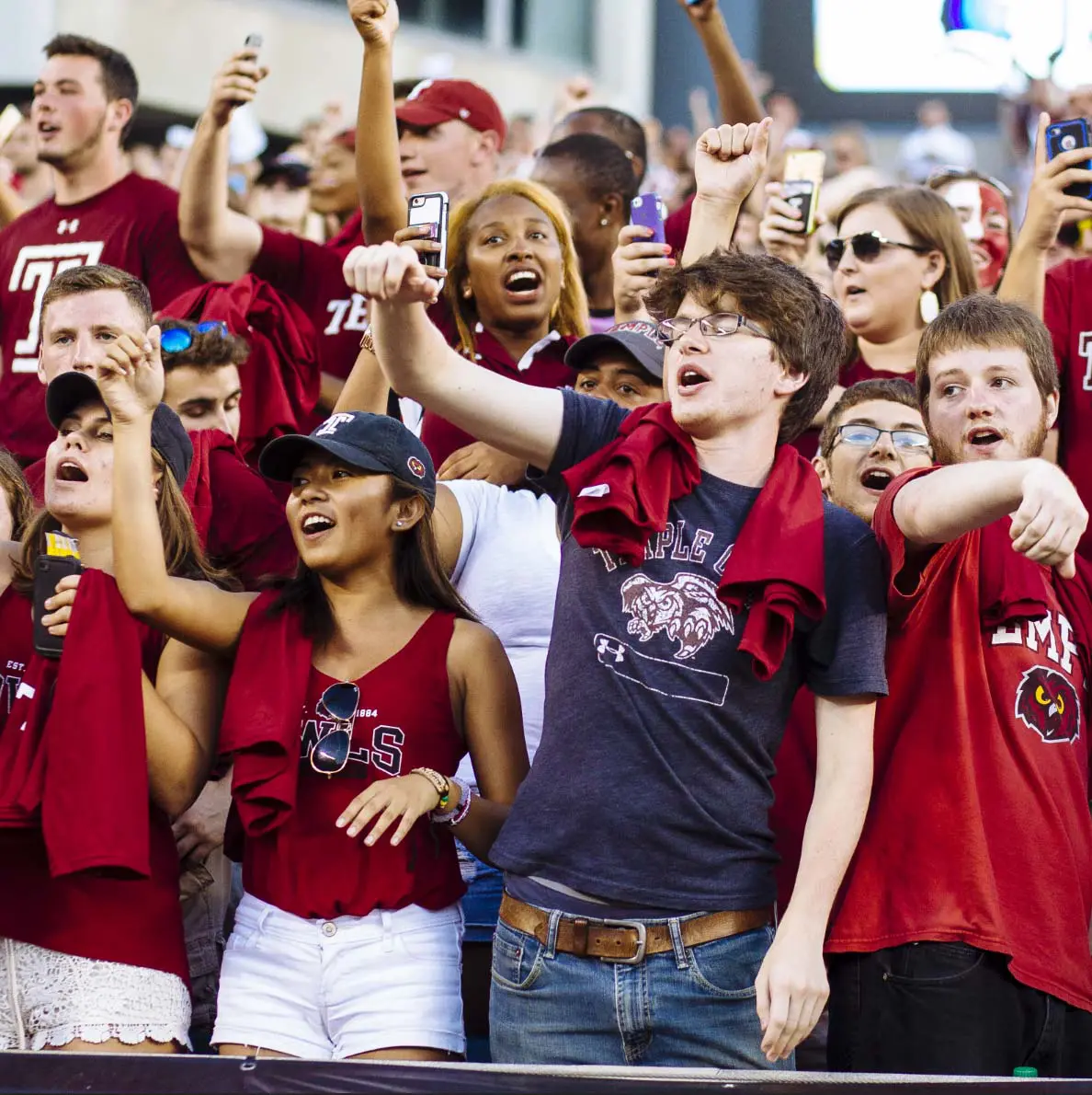 fans at football stadium